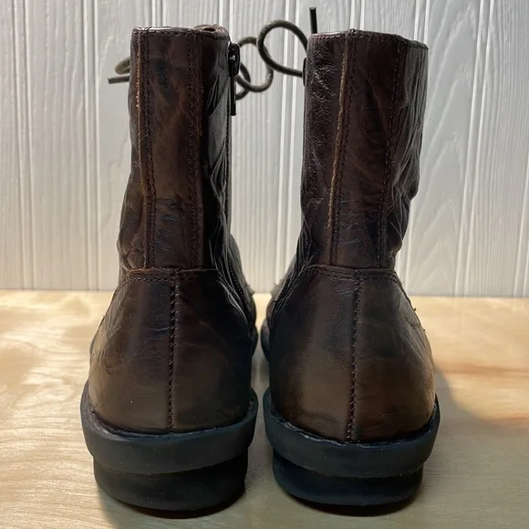 Clarks Bendables Nikki Plaza Genuine Leather Combat Boots - Brown - Picture 5 of 10